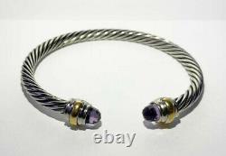 David Yurman Classic Cable 14K Gold Sterling Silver 5MM Bracelet with Amethyst