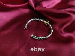 David Yurman Classic style Sterling Silver 18K gold Red agate 5mm Cable Bracelet
