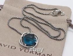 David Yurman Sterling Silver 14mm Infinity Hampton Blue Topaz Pendant Necklace