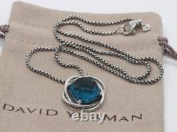 David Yurman Sterling Silver 14mm Infinity Hampton Blue Topaz Pendant Necklace