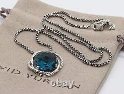 David Yurman Sterling Silver 14mm Infinity Hampton Blue Topaz Pendant Necklace