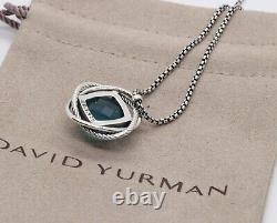 David Yurman Sterling Silver 14mm Infinity Hampton Blue Topaz Pendant Necklace