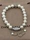 David Yurman Sterling Silver 8mm Freshwater Pearl Spiritual Beads Bracelet