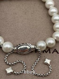 David Yurman Sterling Silver 8mm Freshwater Pearl Spiritual Beads Bracelet