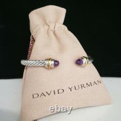 David Yurman Sterling Silver Amethyst and gold 5mm cable Bracelet