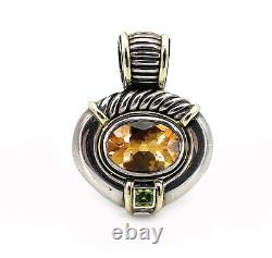 David Yurman Sterling Silver Citrine & Peridot Cable Pendant