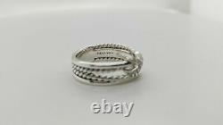 David Yurman Sterling Silver X Collection Ring With Diamonds Size 6.75 WithBox