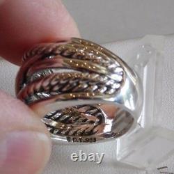 David Yurman Wide CrossOver Sterling Silver Cable Band Ring Size 6.5 w Pouch