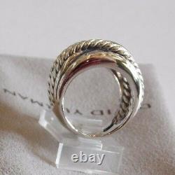 David Yurman Wide CrossOver Sterling Silver Cable Band Ring Size 8 with Pouch