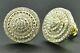 Diamond 3d Earrings Sterling Silver Yellow Finish Pave Circle Studs 1.00 Ct