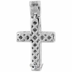 Diamond Cross Pendant Mini Jesus. 925 Sterling Silver Pave Charm 2.33 CT. 1.10