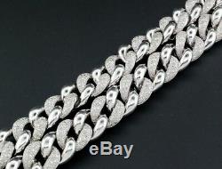 Diamond Miami Cuban Chain Mens. 925 Sterling Silver 11mm Necklace Link 8 CT