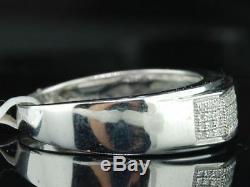 Diamond Wedding Band. 925 Sterling Silver Mens Pave Engagement Ring 0.35 Ct