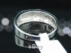 Diamond Wedding Band. 925 Sterling Silver Mens Pave Engagement Ring 0.35 Ct