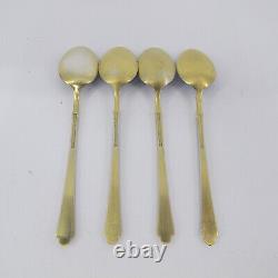 EGON LAURIDSEN Set of 4 Blue Enamel Sterling Silver 925s Gold Demitasse Spoons
