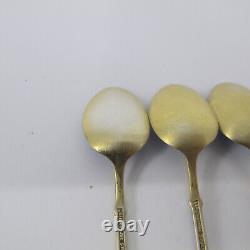 EGON LAURIDSEN Set of 4 Blue Enamel Sterling Silver 925s Gold Demitasse Spoons