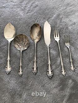 ENGLISH GADROON- GORHAM Lot of 6 serving forks, spoons, knife