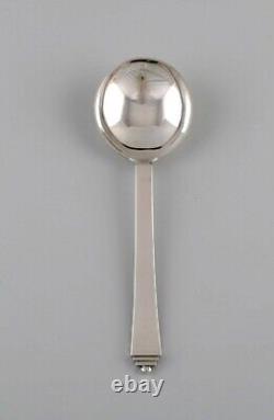 Eight Georg Jensen Pyramid bouillon spoons in sterling silver