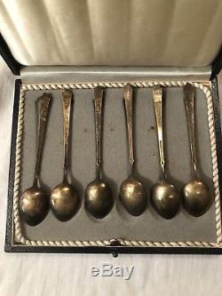 Ela Denmark Sterling Silver Enamel Demitasse Spoons Set Of 6