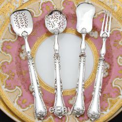 Elegant Antique French Sterling Silver 4pc Hors d'Oeuvre Implement Set, Acanthus