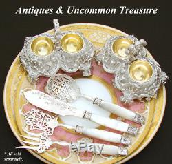Elegant Antique French Sterling Silver & Mother of Pearl 4pc Hors d'Oeuvre Set