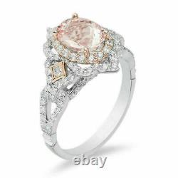 Enchanted Disney Aurora 3/4 CT Pink Oval Scallop Frame Ring 925 Sterling Silver