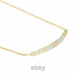 Ethiopian Opal Bar Necklace 925 Sterling Silver Handmade Natural Beaded Women