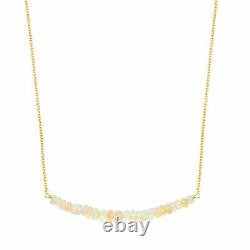 Ethiopian Opal Bar Necklace 925 Sterling Silver Handmade Natural Beaded Women