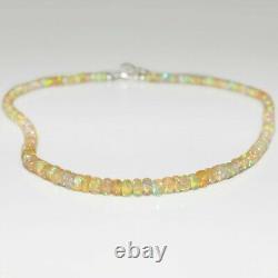 Ethiopian Opal Beaded Necklace 925 Sterling Silver Natural Gemstone Women Gift