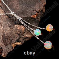 Ethiopian Opal Lariat Necklace 925 Sterling Silver Natural Handmade Women Gift