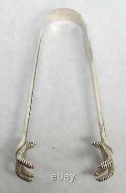 Excellent 1931 London Sterling Silver 5 1/2 Bird Claw Tips Ice Tongs