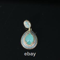 Exceptional High-class Aquamarine Inlaid Hand-Crafted Set 925 Sterling Silver