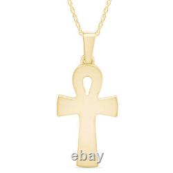 Eye of Horus Ankh Cross Pendant Necklace 14k Yellow Gold Over Sterling Silver