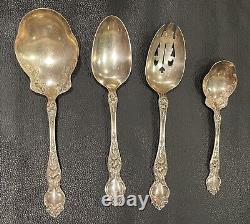 Fabulous Set of 4 Vintage Wallace Sterling Violet Pattern Serving Spoons No Mono