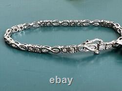 Fine Jewellery Sterling Silver and 0.50TCW Diamonds Infinity Links Tennis Bracel