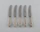 Five Rare And Antique Georg Jensen Bell Lunch Knives In Sterling Silver