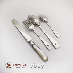 Flatware Set 32 Pieces Bright Cut Decorations Sterling Silver Towle 1885
