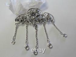 Floral Art Nouveau Sterling Silver Chatelaine Pin New