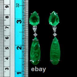 Forest Green Doublet Emerald & White Cz Earrings 925 Silver Sterling