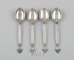 Four Georg Jensen Acanthus coffee spoons in sterling silver