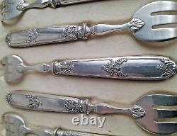 France 19th Louis Coignet 12 oyster forks and various mussels sterling silver
