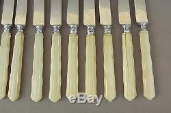 French Sterling Silver Blades & Carved Handle 12 Knives Knife Set by ARTHAUD