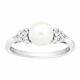 Freshwater Pearl & 1/4 Ct White Topaz Ring In Sterling Silver