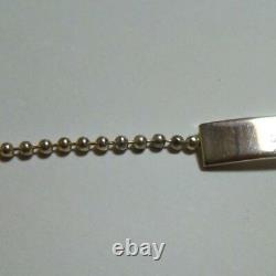 GUCCI Sterling Silver 925 Plate Tag Ball Chain Necklace Pendant Choker NO BOX