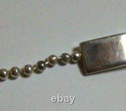GUCCI Sterling Silver 925 Plate Tag Ball Chain Necklace Pendant Choker NO BOX