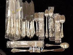 Genuine 78 Piece Rose Point by Wallace Sterling Silver Set