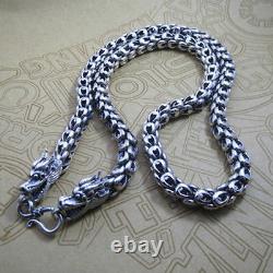 Genuine 925 Sterling Thai Silver Dragon King Chain Men's Necklace 20-30