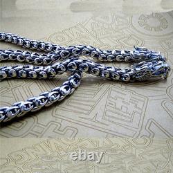 Genuine 925 Sterling Thai Silver Dragon King Chain Men's Necklace 20-30