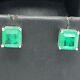 Genuine Natural 2ct Green Emerald Stud Earrings Jewelry 925 Sterling Silver