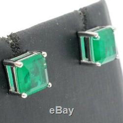 Genuine Natural 2Ct Green Emerald Stud Earrings Jewelry 925 Sterling Silver